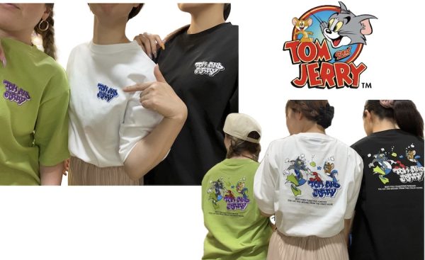 トム&ジェリー 刺繍プリント半袖Tシャツ